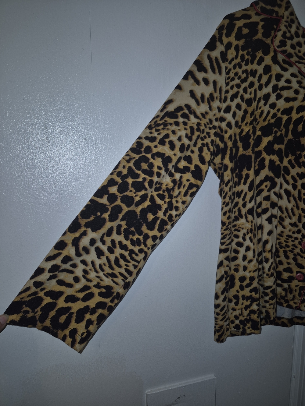 Soma XL Leopard Print Button-Up Pajama Top with Red Piping - Picture 6 of 7